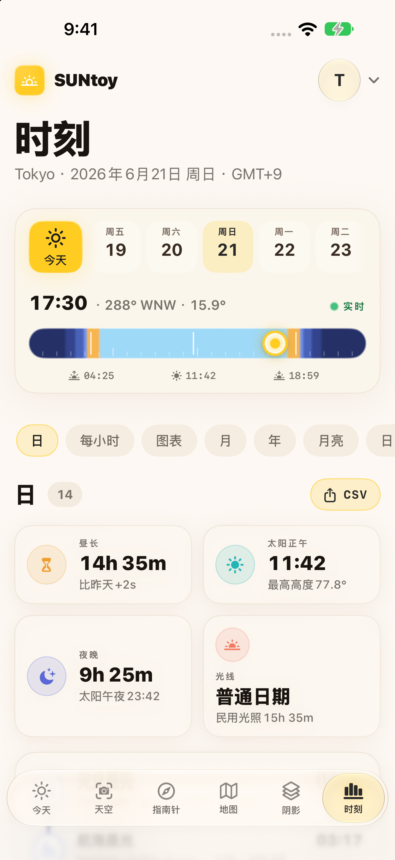 SUNtoy太阳历，显示当地太阳时间和天文信息